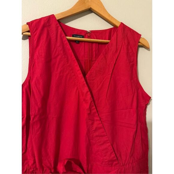 Talbots Size 16 Belted Waist Sleeveless Jumpsuit Red Wide Leg Modern Classic - Picture 5 of 7